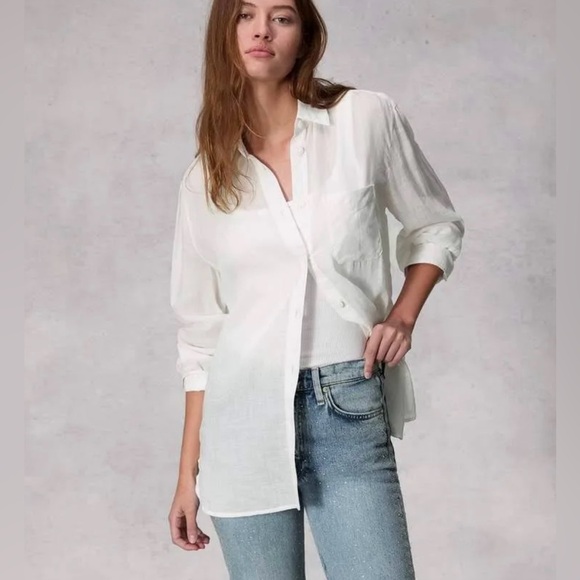 rag & bone Tops - RAG & BONE Oversized Maxine Linen Shirt